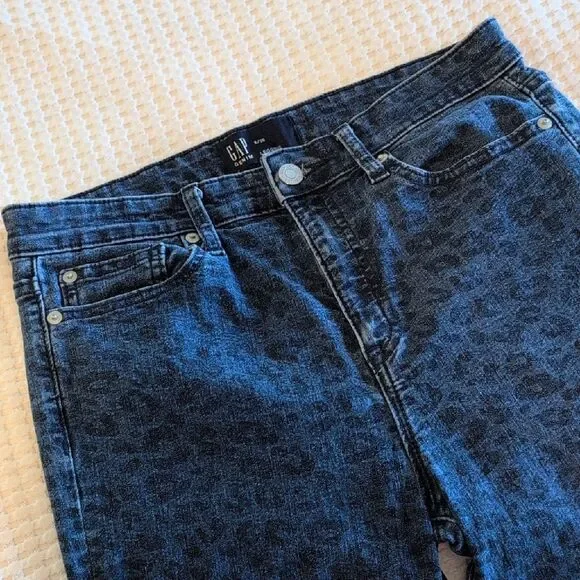 GAP Women's Dark Blue Leopard Print Skinny Jeans Leggings - Picture 11 of 11